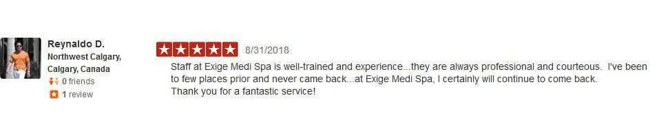YELP Ronaldo D Review - Calgary - EXIGE MEDI SPA